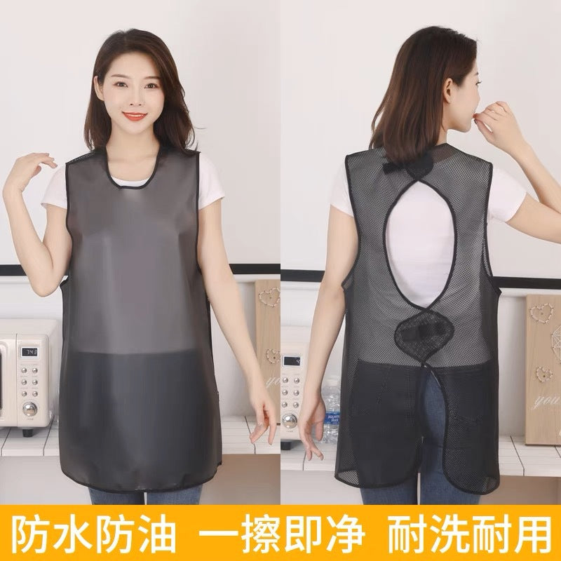 Apron tpu Waterproof oil-proof men's and women's household kitchen disposable aquatic catering work clothes sleeveless waist customizable