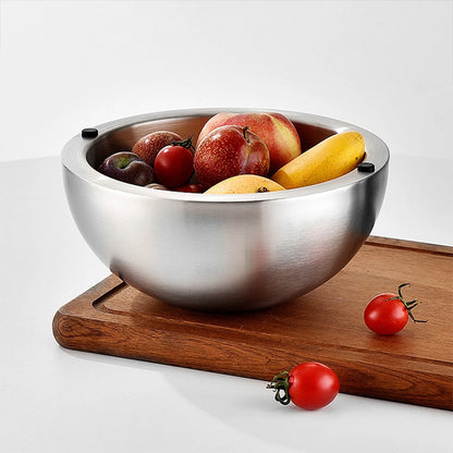 304 Thickened Salad Mixing Bowls Stainless Steel Double Wall Insulated Hot/Cold Serving Bowl Kitchen Cooking Food Containers